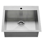18SB.9252211.075 AMS Stainless Edgewater Welded Zero Radius Single Bowl w/ grid and waste fitting single hole 18 gauge Dual-mount (Rack 7302289-4010750A) CAT108,791556101135
