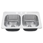 Colony Top Mount ADA 33x22 Double Bowl Stainless Steel 3-hole Kitchen Sink ,