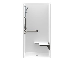 1363-Bfsclh White Shower With Seat Lshape Grab Bar With Curtain Rod Aquatic ,