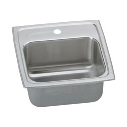 Elkay Lustertone Classic Stainless Steel 15" x 15" x 6-1/8", 0-Hole Single Bowl Drop-in Bar Sink with Quick-clip ,