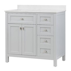 CA101013 Cahaba 36 In X 21 In Vanity In Dove Grey With Marble Vanity Top In White With White Basin ,
