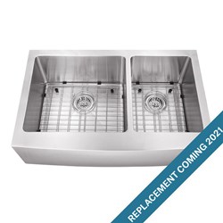Undermount 32-7/8 in. 60/40 Bowl Apron Front 16 Ga. Stainless Steel Kitchen Sink ,
