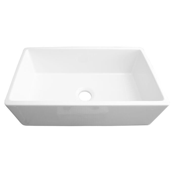 34 in. Single Bowl Farmhouse Fireclay Kitchen Sink with Mounting Hardware 