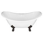 72 in. Double Slipper Cast Iron Tub, Center Holes, Oil Rubbed Bronze Feet ,