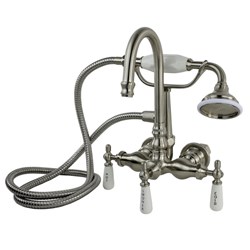 CCLTW04SN Gooseneck Tub Wall Mount Faucet with H+shower in Satin Nickel SilverSatin Nickel ,