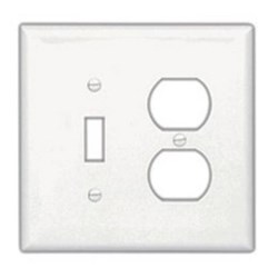 PJ126W Cooper White 2 Gang 1-Toggle Switch/1-Decorator Mid Size Wall Plate ,