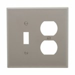 Eaton Wiring PJ18GY Wall Plate 2G Toggle/Duplex Poly Mid Gray 032664579301 ,032664579301
