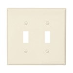 PJ2LA Cooper Light Almond 2 Gang 2-Toggle Switch Mid Size Wall Plate ,