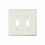 PJ2W Cooper White 2 Gang 2-Toggle Switch Mid Size Wall Plate ,