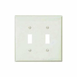 PJ2W Cooper White 2 Gang 2-Toggle Switch Mid Size Wall Plate ,