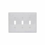 PJ3W Cooper White 3 Gang 3-Toggle Switch Mid Size Wall Plate ,