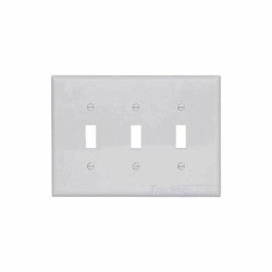 PJ3W Cooper White 3 Gang 3-Toggle Switch Mid Size Wall Plate ,