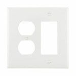 PJ826W Cooper White 2 Gang 1-Duplex Receptacle/1-Decorator Mid Size Wall Plate ,