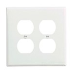 PJ82W Cooper White 2 Gang 2-Duplex Receptacle Mid Size Wall Plate ,