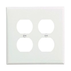 PJ82W Cooper White 2 Gang 2-Duplex Receptacle Mid Size Wall Plate ,