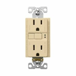 SGF15V Eaton Ground Fault/Duplex Straight Blade 125 Volts Ivory Thermoplastic Electrical Receptacle ,SGF15V