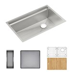 Cs30Cwk Elkay Circuit Chef Stainless Steel 32-1/2 In X 20-1/2 In X 10 In Single Bowl Undermount Sink Kit With Cherry Wood Boards ,CS30