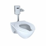 TOTO® Elongated Wall-Mounted Flushometer Toilet Bowl with Top Spud and CEFIONTECT, Cotton White - CT708UG#01 ,CT708UG#01
