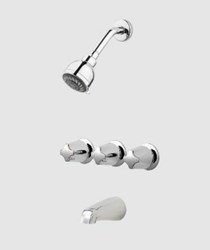 3-Handle Tub & Shower Faucet with Metal Knob Handles in Polished Chrome ,LG013110,G013110