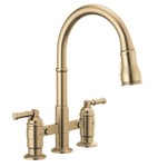 Delta Broderick™: Two Handle Pull-Down Bridge Kitchen Faucet ,34449923958,2390LCZDST