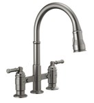 Delta Broderick™: Two Handle Pull-Down Bridge Kitchen Faucet ,34449923972,2390LKSDST