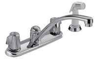 Delta 2100 / 2400 Series: Two Handle Kitchen Faucet with Spray ,2400LF,green,LEADFREE,DELTA GREEN
