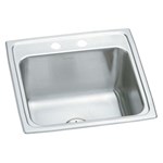 Elkay Lustertone Classic Stainless Steel 19-1/2" x 19" x 10-1/8" 2-Hole Single Bowl Drop-in Laundry Sink w/Perfect Drain ,