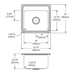 Elkay Lustertone Classic Stainless Steel 19-1/2&quot; x 19&quot; x 10-1/8&quot; 3-Hole Single Bowl Drop-in Laundry Sink with Quick-clip ,