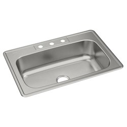 Dayton Stainless Steel 33&quot; x 22&quot; x 8-1/16&quot;, 3-Hole Single Bowl Drop-in Sink ,