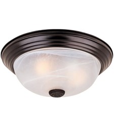 1257M-ORB-AL Decorative 2 Light 13 In Oil Rubbed Bronze Flushmount Ceiling Light in White Alabaster ,