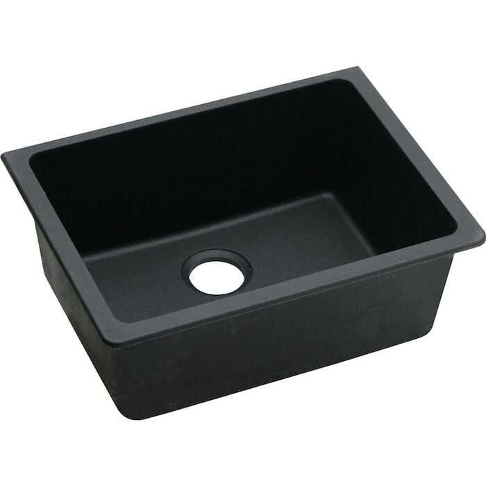 Quartz Clsic 24-5/8" x 18-1/2" x 9-1/2", Single Bowl Undermount Sink, Black rear drain, Granite Sink, e-Granite, eGranite, Quartz Sink, Composite Sink, Black Sink