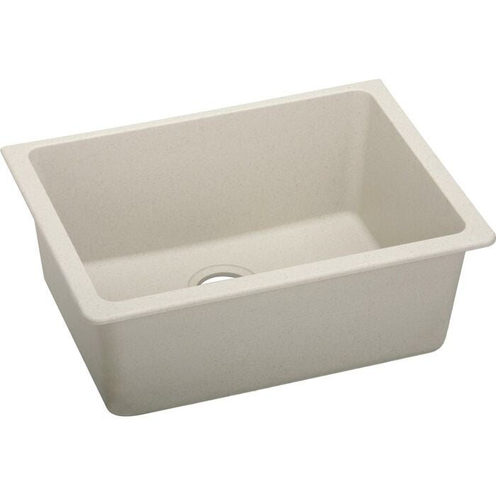 Quartz Clsic 24-5/8" x 18-1/2" x 9-1/2", Single Bowl Undermount Sink, Bisque rear drain, Granite Sink, e-Granite, eGranite, Quartz Sink, Composite Sink, Cream Sink