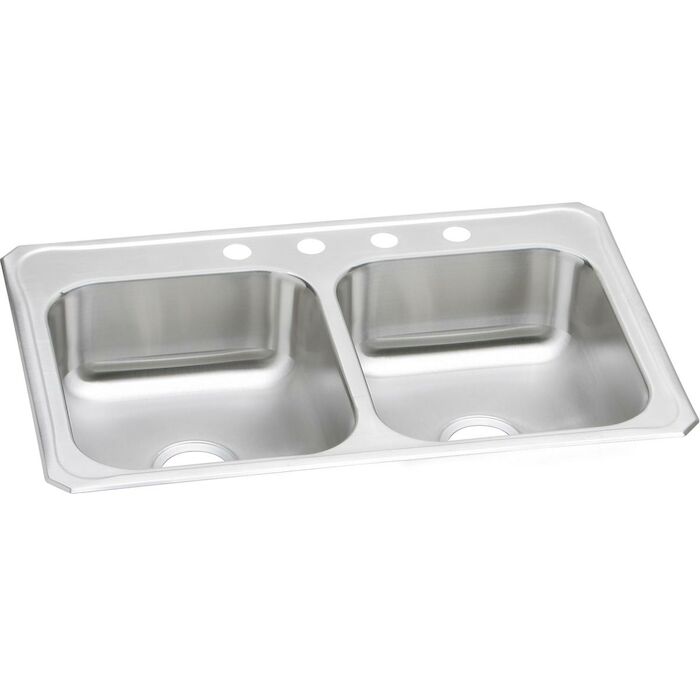 Cr33223 33 X 22 X 7 Three Hole, 20 Gauge  Celebrity Stainless Steel Double Bowl Kitchen Sink, 3-1/2 Drain Opening, Self-Rimming 3322, 33x22, 33 x 22