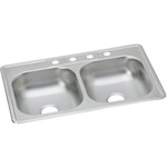 Dayton Stainless Steel 33" x 22" x 6-1/16", 3-Hole Equal Double Bowl Drop-in Sink DAYTON, KINGSFORD, 3322, 33x22, 33 x 22, ADA