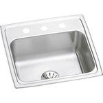 Elkay Lustertone Classic Stainless Steel 19-1/2" x 19" x 7-1/2", 2-Hole Single Bowl Drop-in Sink with Perfect Drain GOURMET, Perfect Drain, Lustertone