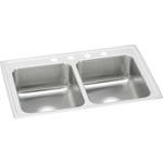 Elkay Lustertone Classic Stainless Steel 29" x 18" x 7-5/8" 1-Hole Equal Double Bowl Drop-in Sink 