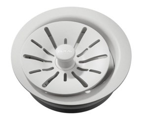 Elkay Quartz Perfect Drain 3-1/2" Polymer Disposer Flange with Removable Basket Strainer and Rubber Stopper White ,