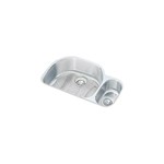 Elkay Lustertone Classic Stainless Steel 31-1/2" x 21-1/8" x 10", Offset 70/30 Double Bowl Undermount Sink Kit HARMONY, rear drain, offset drain, off set drain, Lustertone