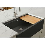 Elxufp362010Ch0 Elkay Quartz Luxe 35-7/8 X 21-9/16 X 9 Single Bowl 10 In Apron Farmhouse Workstation Sink With Perfect Drain Charcoal ,ELXUFP362010CH