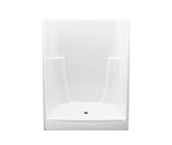 G6034SHNSC-WHT Praxis White 5 Foot AcrylX&trade Smooth Wall Shower With No Seats & 2 Soap Ledges. ,