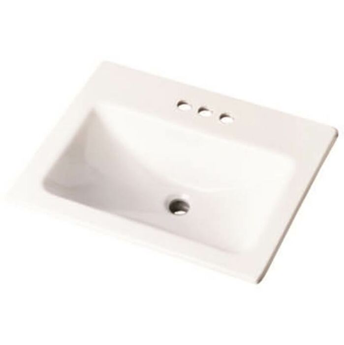 G0013894  WICKER PARK COUNTERTOP LAVATORY 21X18 RECTANGLE WITH U-SHAPED BIN LOW-PROFILE 4 CC WHITE 