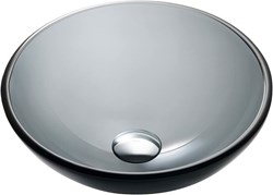 GV-104 Kraus Round Clear Black Glass Vessel Bathroom Sink 16 1/2 Inch ,