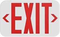 CER Hubbell White Thermoplastic Exit, Univ Face, Red Letters, Nicad Battery ,EXIT,EMERGENCY,LED