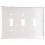 Eaton Wiring 2041W-BOX Wall Plate 3G Toggle Thermoset Mid White 032664443602 ,