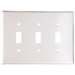 Eaton Wiring 2041W-BOX Wall Plate 3G Toggle Thermoset Mid White 032664443602 ,