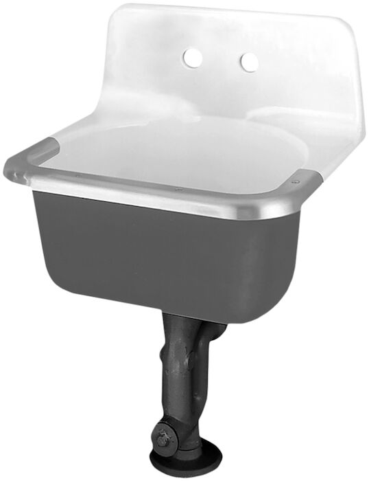 Akron Enameled Ct Iron Service Sink with 8" Centers and Rim Guard 