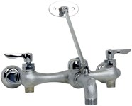 Wall-Mount Service Sink Faucet with Top Brace, 6" Vacuum Breaker Spout, Integral Supply Stops, Offset Shanks, Rough Chrome ,