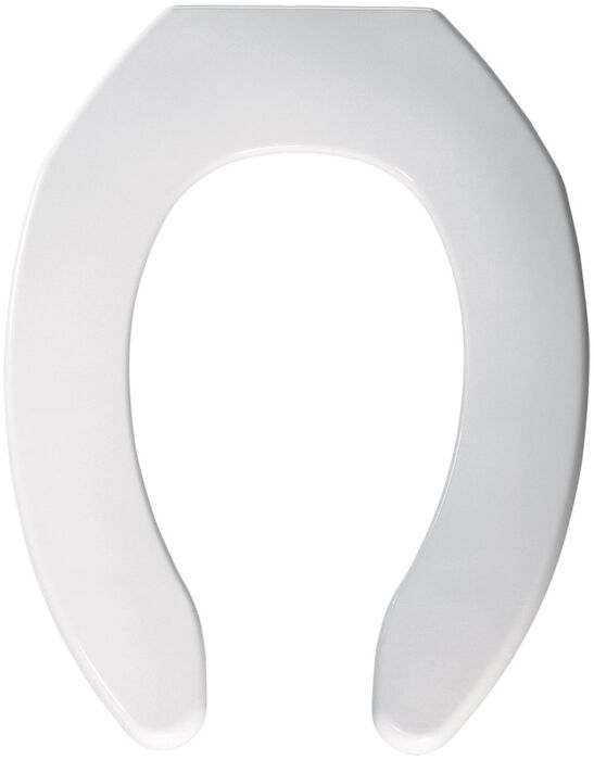 White Plastic Elongated Open Front without Cover Toilet Seat Elongated, Seat, Plastic