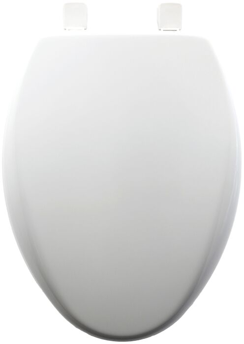 White Plastic Elongated Closed Front with Cover Toilet Seat 