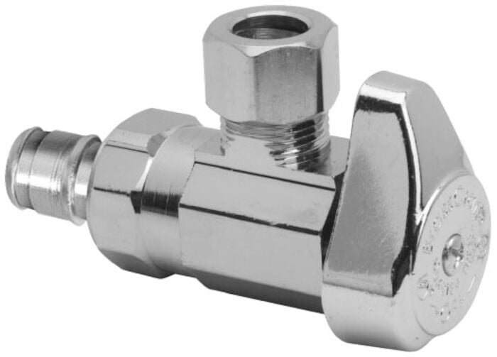 G2CEPX19X C  1/2 in X 3/8 in Chrome Plated Quarter Turn Angle Stop Angle Stop Valve